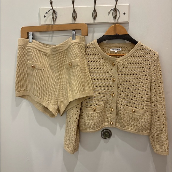 Reformation Sweaters - Reformation Cream Knit Cardigan and Shorts Set